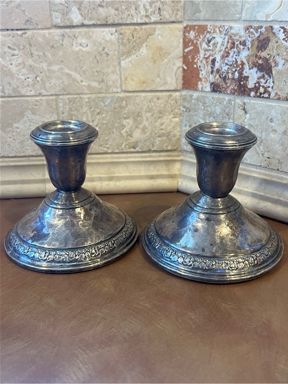 Vintage Schweitzer Hammered Sterling Silver Candlestick Holders- Set of 2